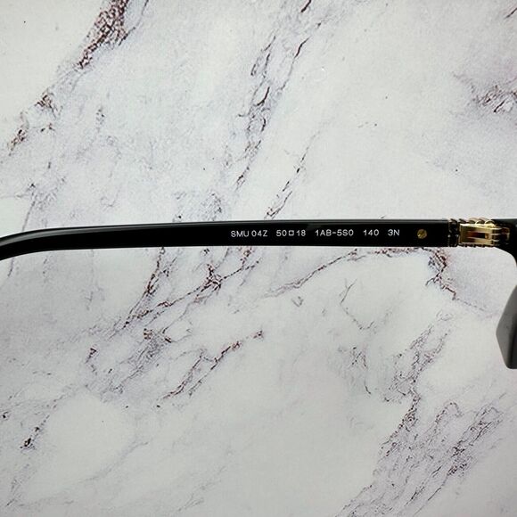 New MIU MIU Sunglasses Black Acetate Slim Round Gold Metal Logo Authentic Women - Picture 7 of 16